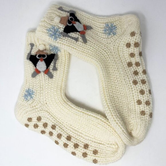 Socks Penguin Skiing Knitted Size M/L NWOT - Picture 5 of 9